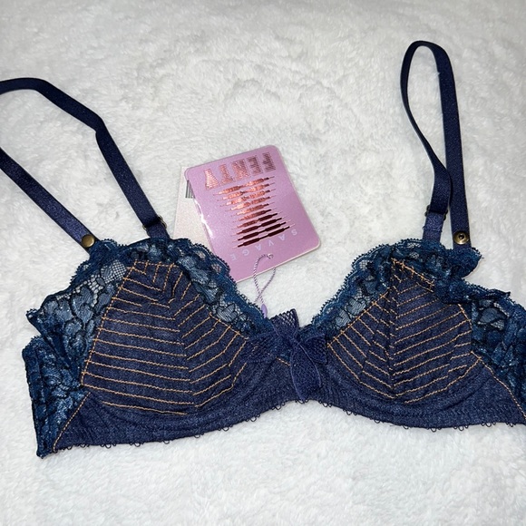 Savage x fenty denim navy color unlined bra bralette - Picture 1 of 4